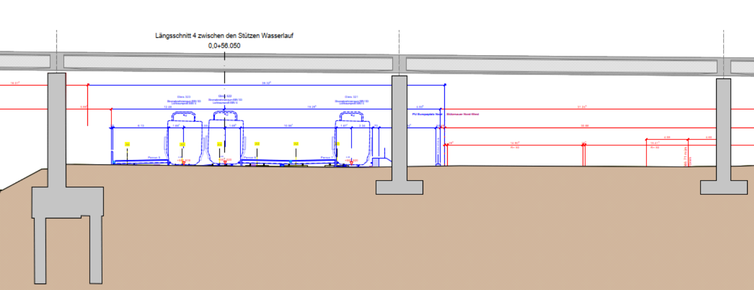 Längsschnitt mit bestehendem Terrain